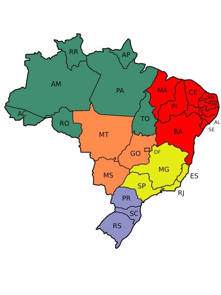 Estados de cada região  montar o mapa do Brasil - site efuturo.com.br