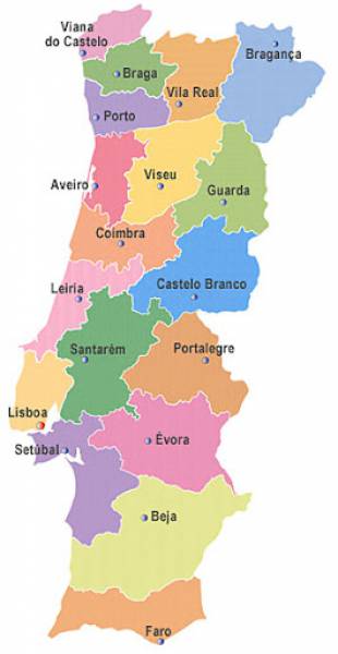 Mapa de Portugal   - site efuturo.com.br